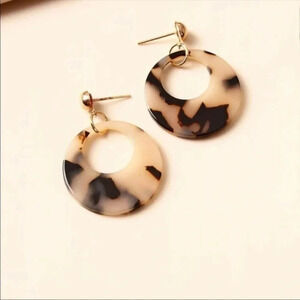 Tortoise Shell Acrylic Hoop Earrings | Neutral Statement Dangle Jewelry